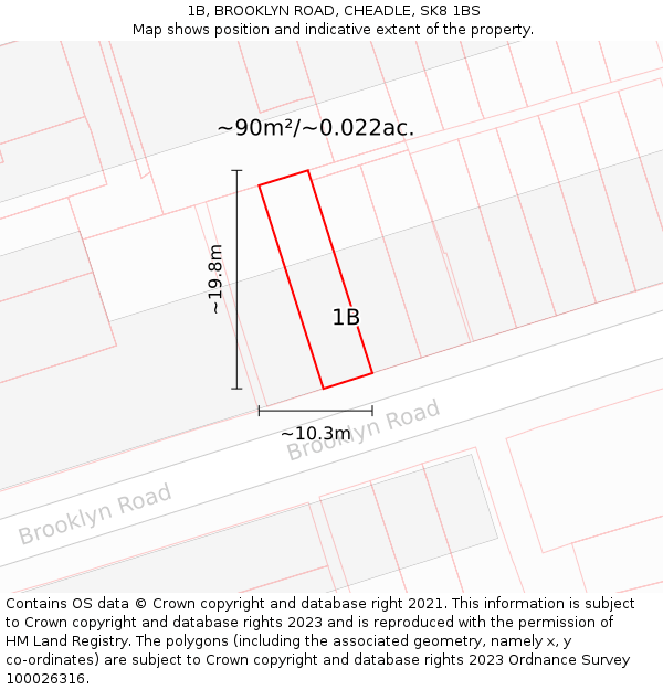 1B, BROOKLYN ROAD, CHEADLE, SK8 1BS: Plot and title map