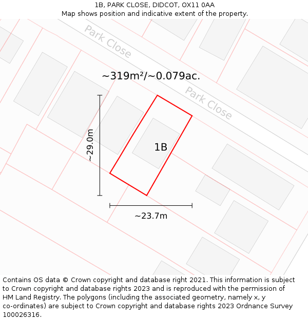 1B, PARK CLOSE, DIDCOT, OX11 0AA: Plot and title map