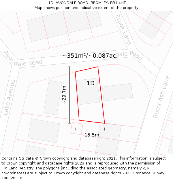 1D, AVONDALE ROAD, BROMLEY, BR1 4HT: Plot and title map