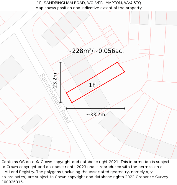 1F, SANDRINGHAM ROAD, WOLVERHAMPTON, WV4 5TQ: Plot and title map