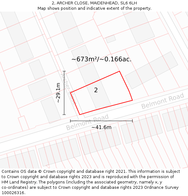 2, ARCHER CLOSE, MAIDENHEAD, SL6 6LH: Plot and title map