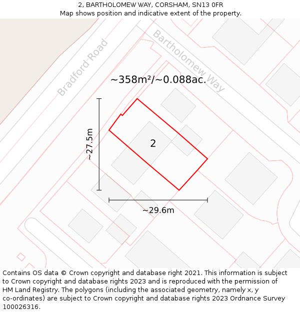 2, BARTHOLOMEW WAY, CORSHAM, SN13 0FR: Plot and title map