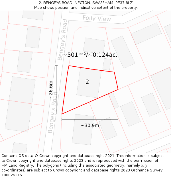 2, BENGEYS ROAD, NECTON, SWAFFHAM, PE37 8LZ: Plot and title map