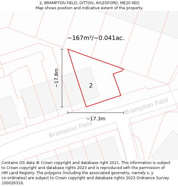 2, BRAMPTON FIELD, DITTON, AYLESFORD, ME20 6ED: Plot and title map