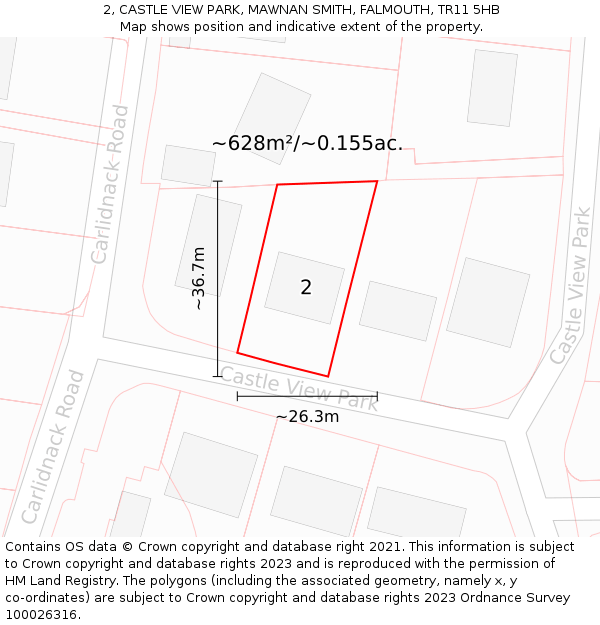 2, CASTLE VIEW PARK, MAWNAN SMITH, FALMOUTH, TR11 5HB: Plot and title map