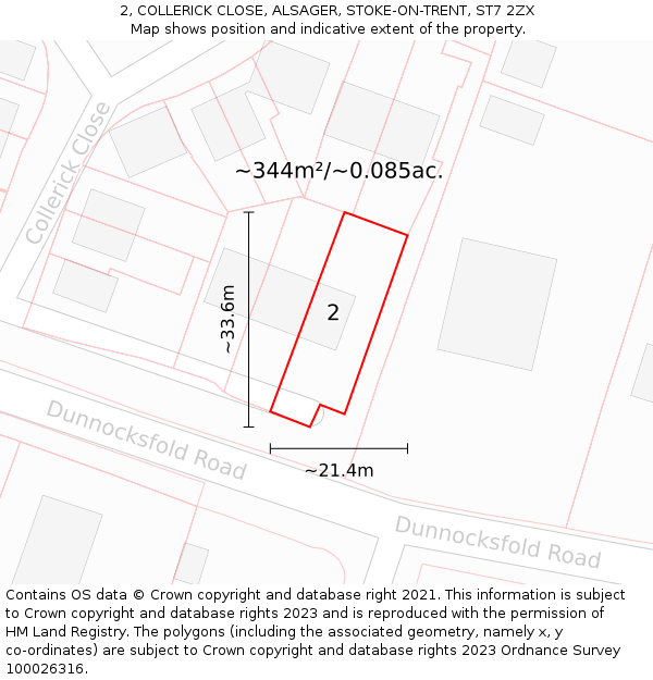 2, COLLERICK CLOSE, ALSAGER, STOKE-ON-TRENT, ST7 2ZX: Plot and title map