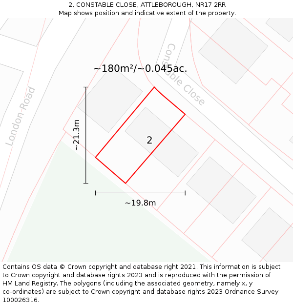2, CONSTABLE CLOSE, ATTLEBOROUGH, NR17 2RR: Plot and title map