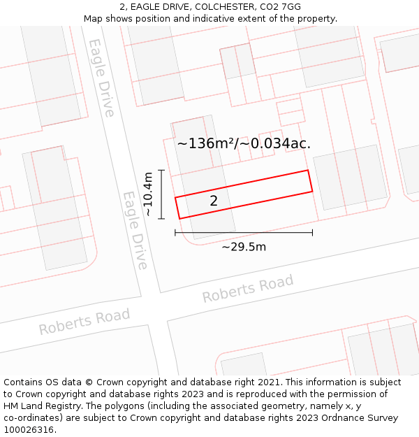 2, EAGLE DRIVE, COLCHESTER, CO2 7GG: Plot and title map
