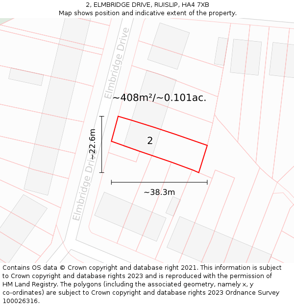 2, ELMBRIDGE DRIVE, RUISLIP, HA4 7XB: Plot and title map