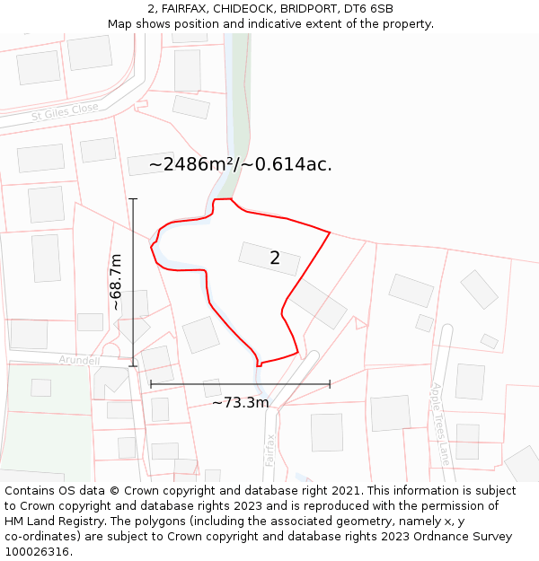 2, FAIRFAX, CHIDEOCK, BRIDPORT, DT6 6SB: Plot and title map