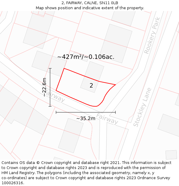 2, FAIRWAY, CALNE, SN11 0LB: Plot and title map