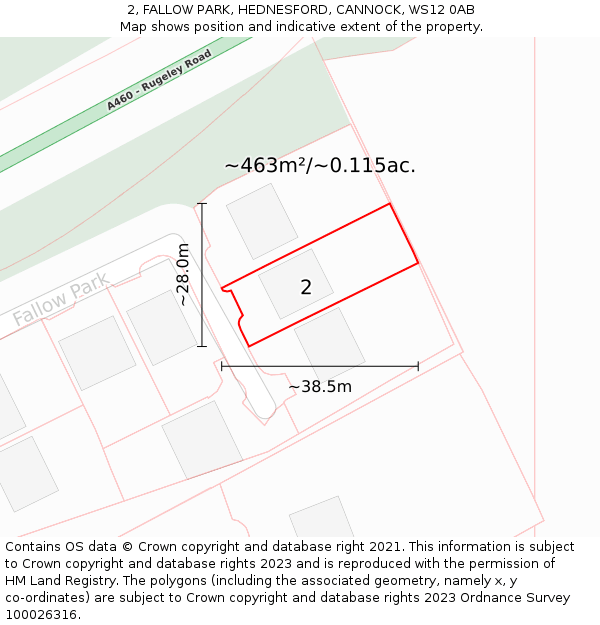 2, FALLOW PARK, HEDNESFORD, CANNOCK, WS12 0AB: Plot and title map