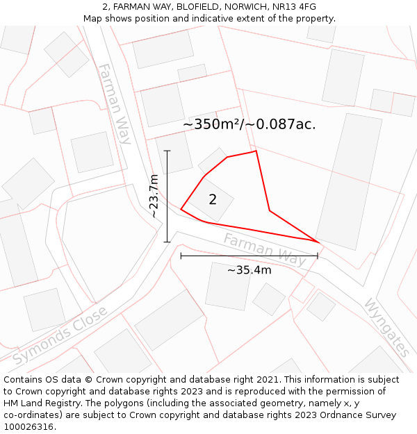 2, FARMAN WAY, BLOFIELD, NORWICH, NR13 4FG: Plot and title map