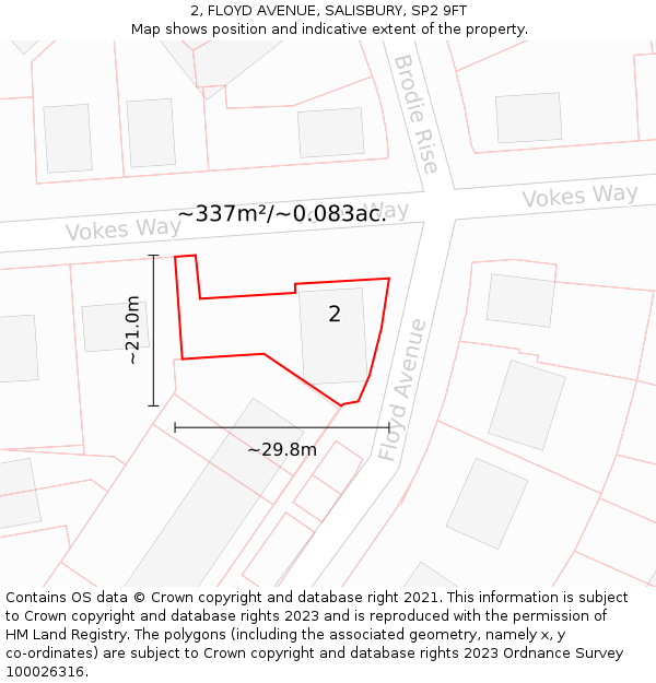 2, FLOYD AVENUE, SALISBURY, SP2 9FT: Plot and title map