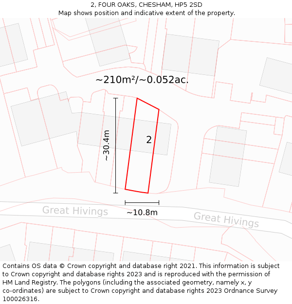 2, FOUR OAKS, CHESHAM, HP5 2SD: Plot and title map