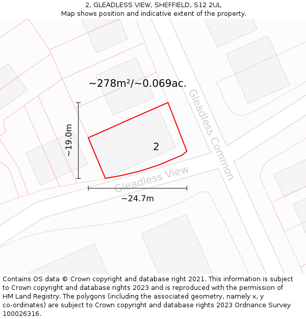 2, GLEADLESS VIEW, SHEFFIELD, S12 2UL: Plot and title map