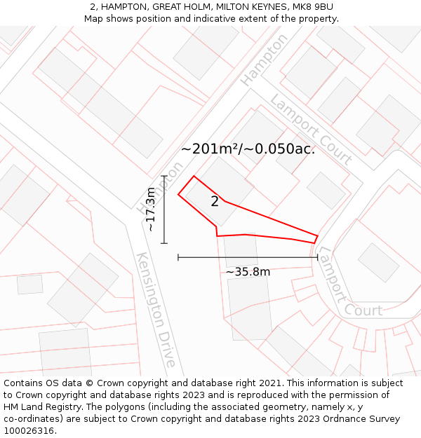 2, HAMPTON, GREAT HOLM, MILTON KEYNES, MK8 9BU: Plot and title map