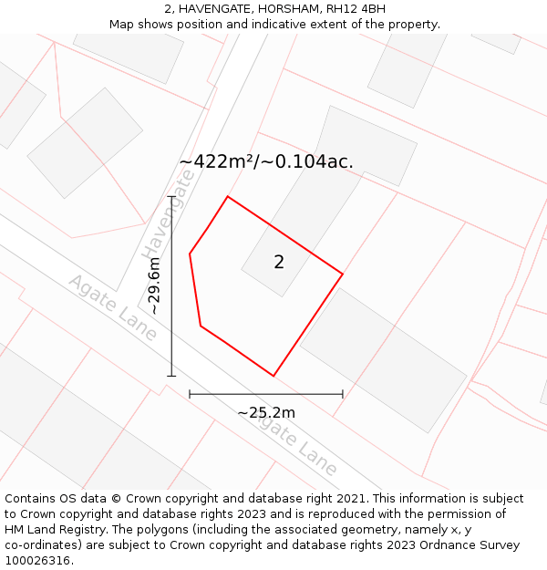 2, HAVENGATE, HORSHAM, RH12 4BH: Plot and title map