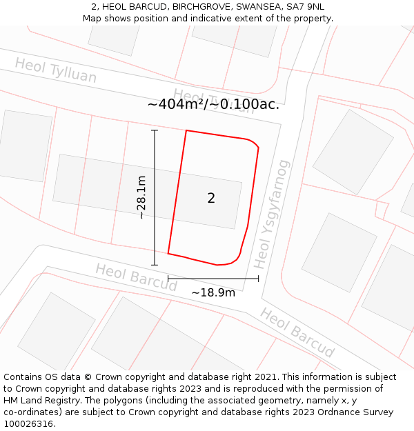 2, HEOL BARCUD, BIRCHGROVE, SWANSEA, SA7 9NL: Plot and title map