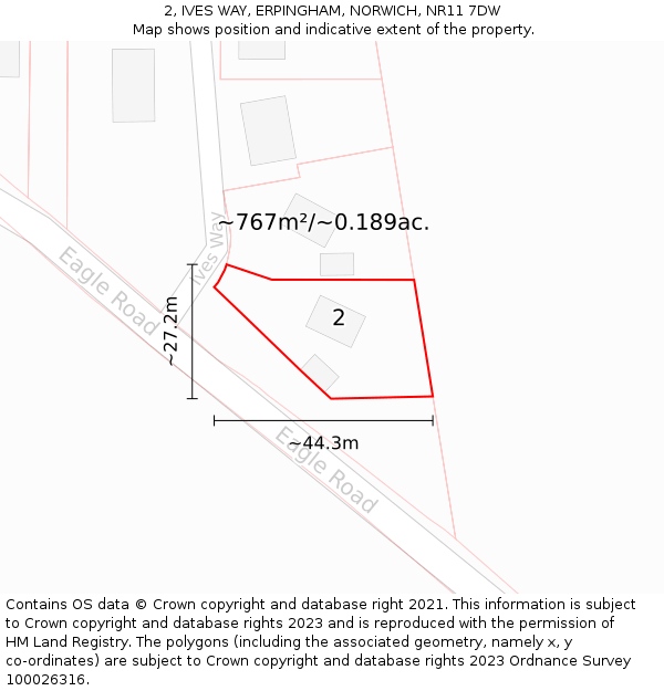 2, IVES WAY, ERPINGHAM, NORWICH, NR11 7DW: Plot and title map