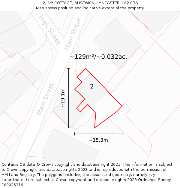 2, IVY COTTAGE, AUSTWICK, LANCASTER, LA2 8BA: Plot and title map