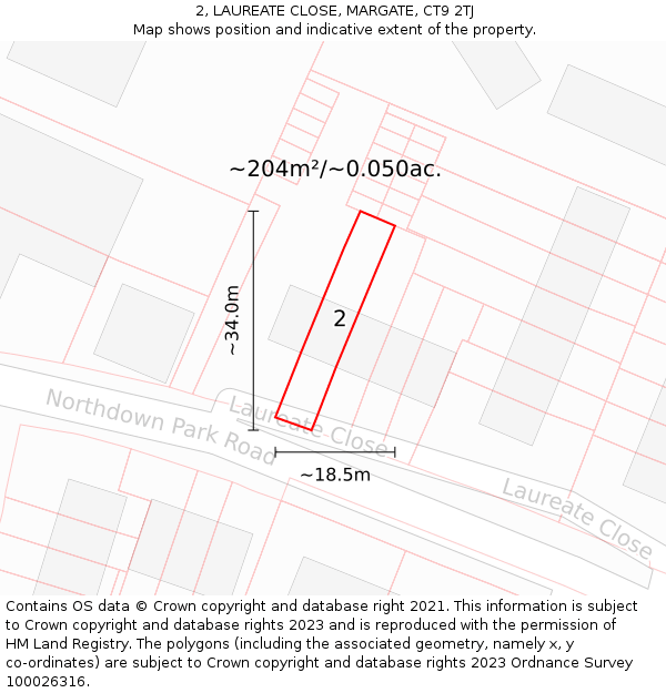 2, LAUREATE CLOSE, MARGATE, CT9 2TJ: Plot and title map