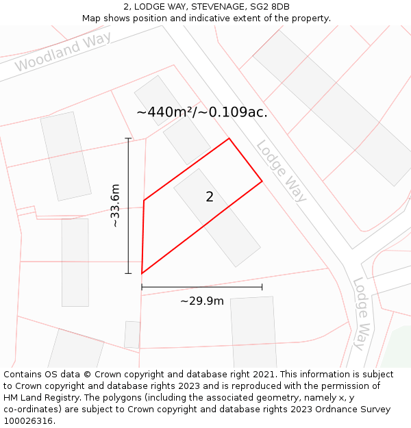 2, LODGE WAY, STEVENAGE, SG2 8DB: Plot and title map