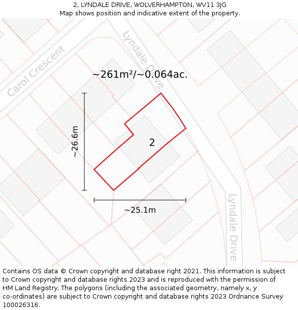 2, LYNDALE DRIVE, WOLVERHAMPTON, WV11 3JG: Plot and title map