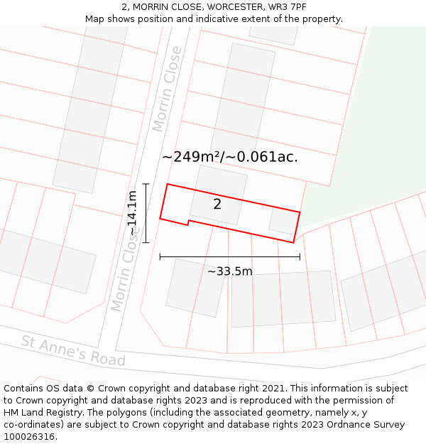 2, MORRIN CLOSE, WORCESTER, WR3 7PF: Plot and title map