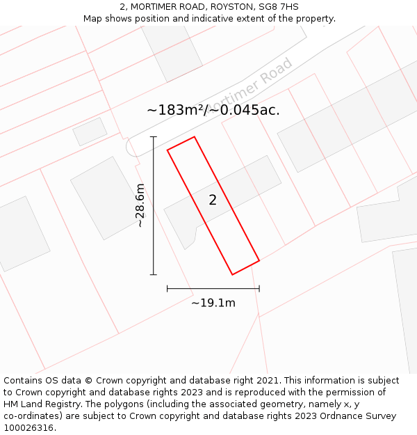 2, MORTIMER ROAD, ROYSTON, SG8 7HS: Plot and title map