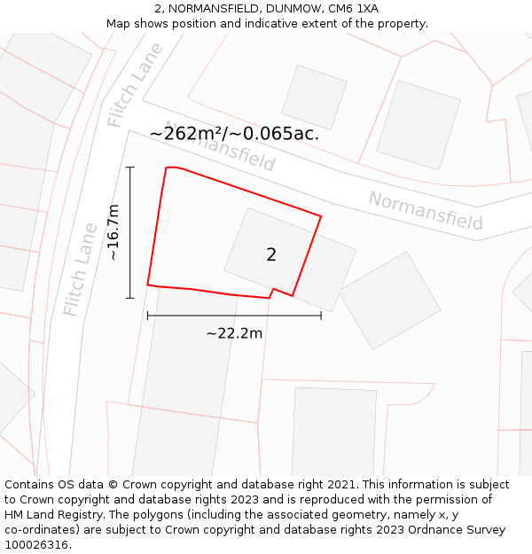 2, NORMANSFIELD, DUNMOW, CM6 1XA: Plot and title map