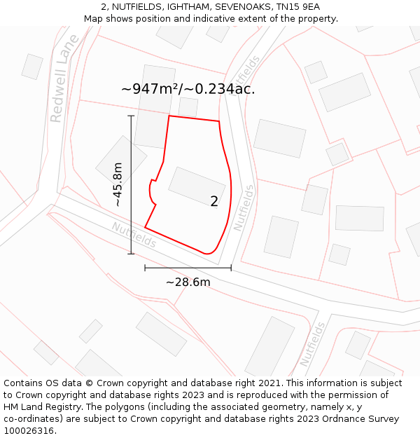 2, NUTFIELDS, IGHTHAM, SEVENOAKS, TN15 9EA: Plot and title map