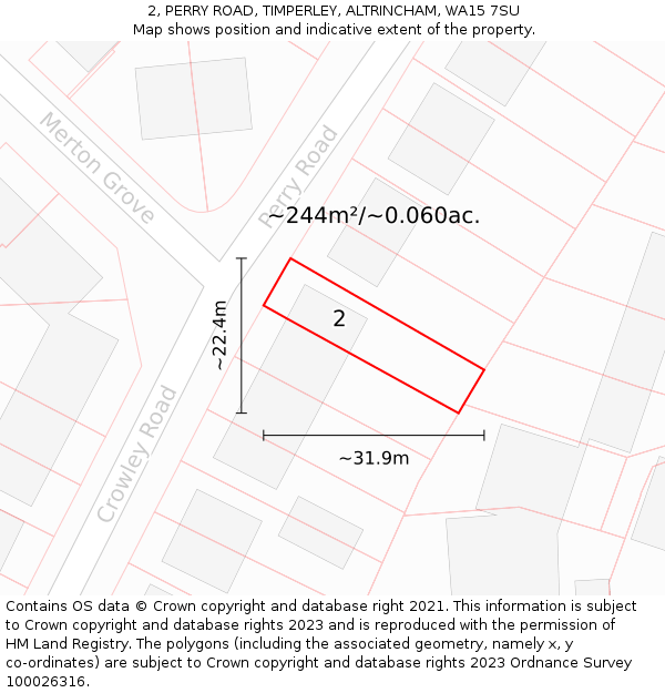 2, PERRY ROAD, TIMPERLEY, ALTRINCHAM, WA15 7SU: Plot and title map