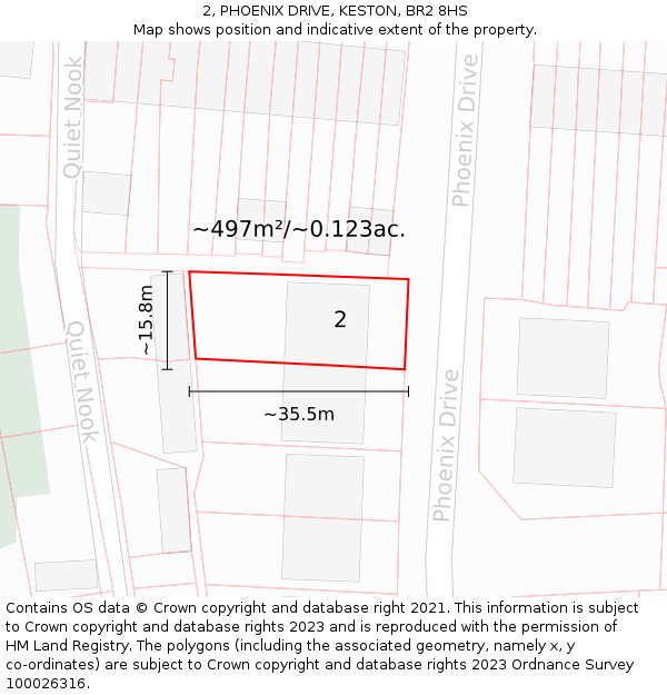 2, PHOENIX DRIVE, KESTON, BR2 8HS: Plot and title map