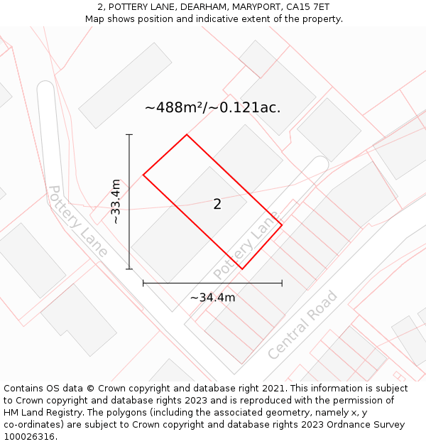 2, POTTERY LANE, DEARHAM, MARYPORT, CA15 7ET: Plot and title map