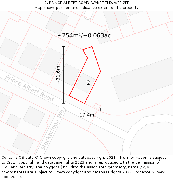 2, PRINCE ALBERT ROAD, WAKEFIELD, WF1 2FP: Plot and title map