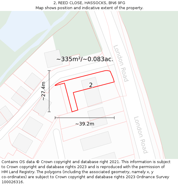 2, REED CLOSE, HASSOCKS, BN6 9FG: Plot and title map