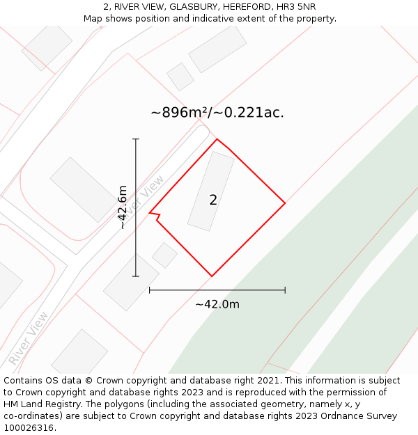 2, RIVER VIEW, GLASBURY, HEREFORD, HR3 5NR: Plot and title map