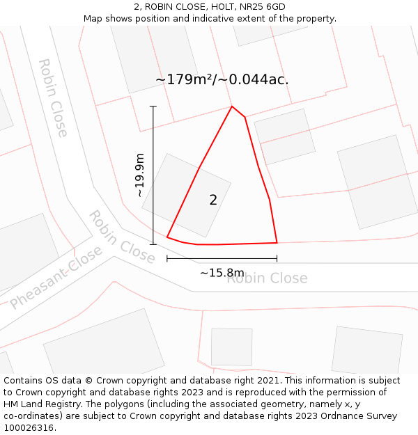 2, ROBIN CLOSE, HOLT, NR25 6GD: Plot and title map