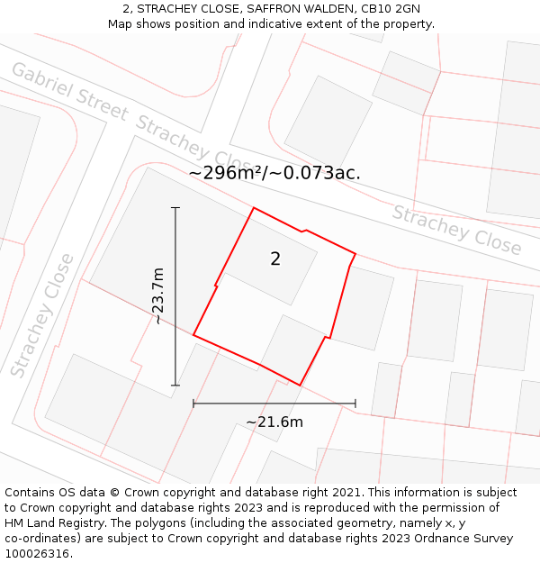 2, STRACHEY CLOSE, SAFFRON WALDEN, CB10 2GN: Plot and title map