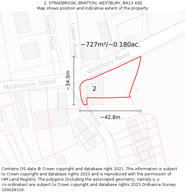 2, STRADBROOK, BRATTON, WESTBURY, BA13 4SE: Plot and title map