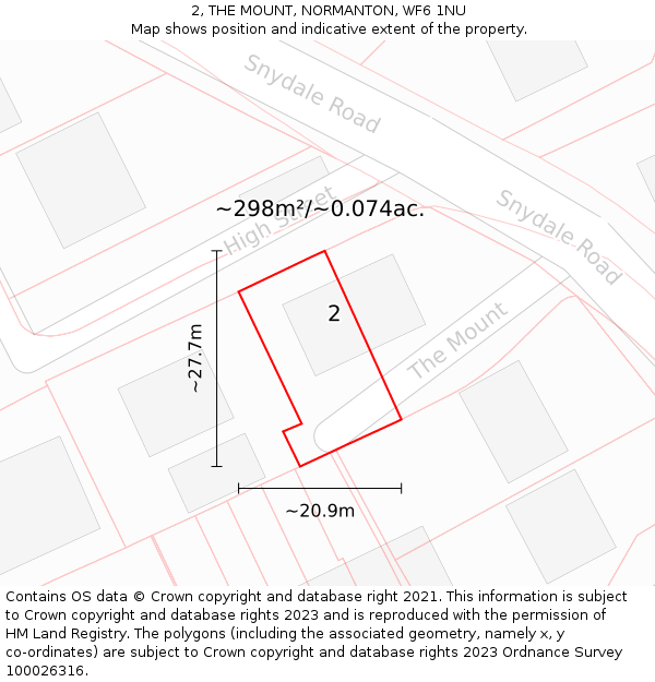 2, THE MOUNT, NORMANTON, WF6 1NU: Plot and title map