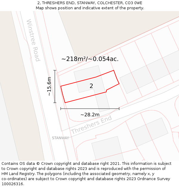 2, THRESHERS END, STANWAY, COLCHESTER, CO3 0WE: Plot and title map