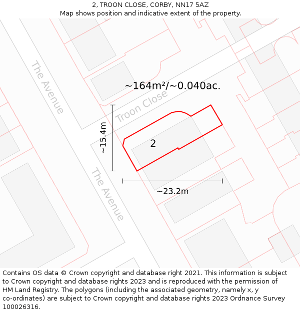 2, TROON CLOSE, CORBY, NN17 5AZ: Plot and title map