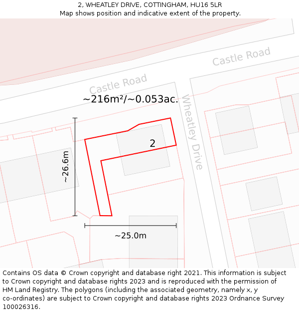 2, WHEATLEY DRIVE, COTTINGHAM, HU16 5LR: Plot and title map