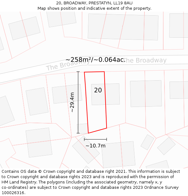20, BROADWAY, PRESTATYN, LL19 8AU: Plot and title map