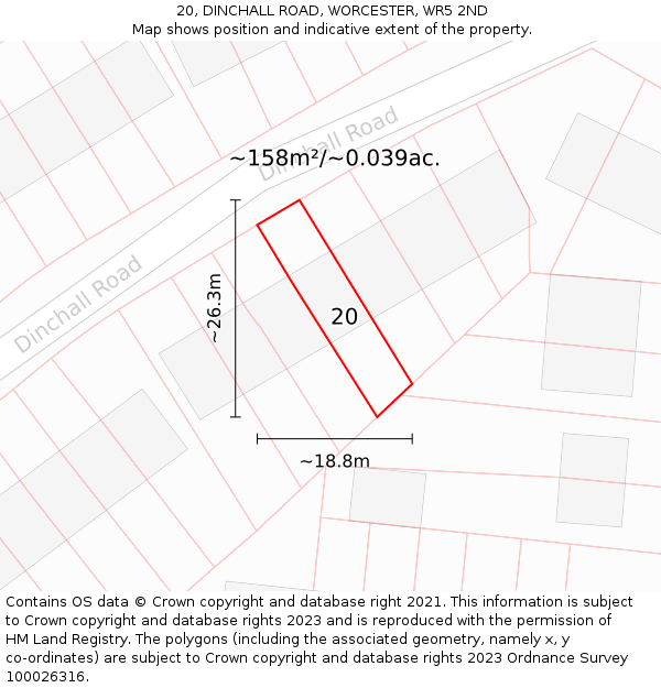 20, DINCHALL ROAD, WORCESTER, WR5 2ND: Plot and title map