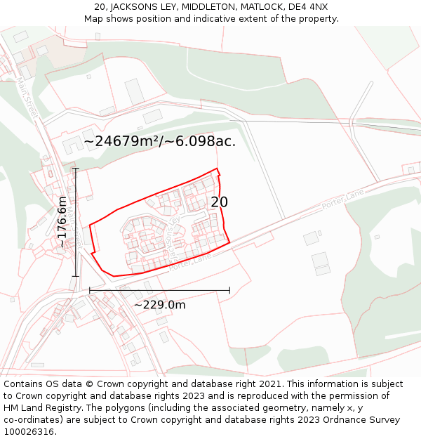 20, JACKSONS LEY, MIDDLETON, MATLOCK, DE4 4NX: Plot and title map