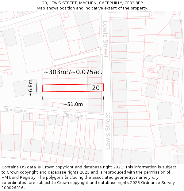 20, LEWIS STREET, MACHEN, CAERPHILLY, CF83 8PP: Plot and title map