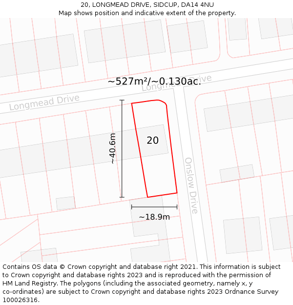20, LONGMEAD DRIVE, SIDCUP, DA14 4NU: Plot and title map